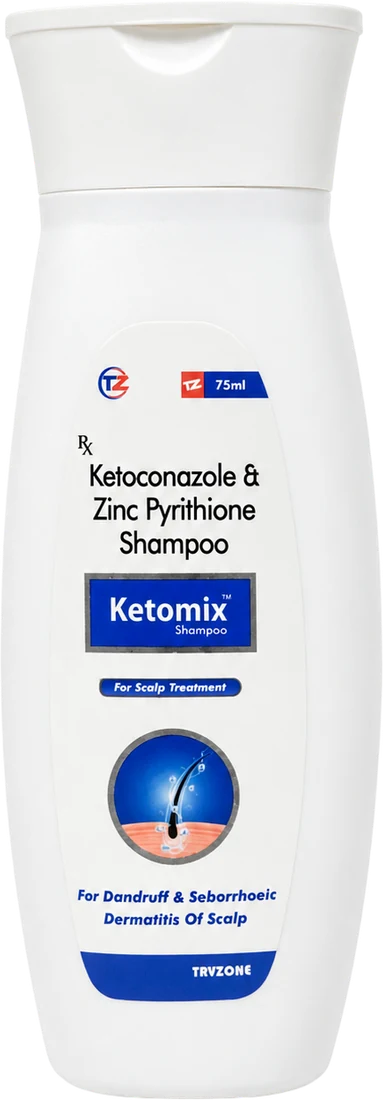 Tryzone Lifecare Ketomix, a 75 ml ketoconazole and zinc pyrithione scalp treatment shampoo